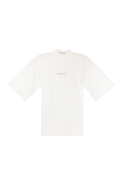 Shop Marni Cotton T-shirt With Logo In White
