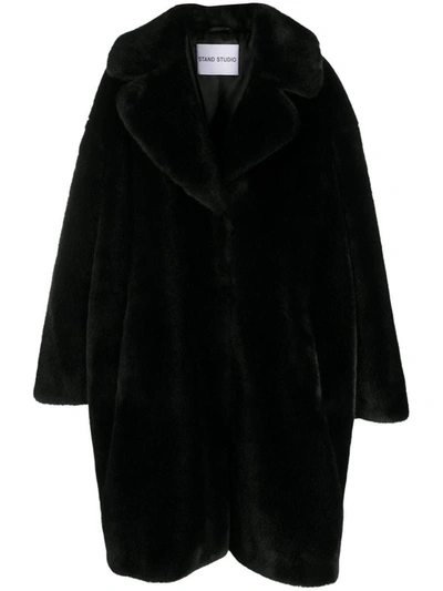 Shop Stand Studio Camille Teddy Style Coat In Black