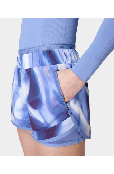 Shop Sweaty Betty On Your Marks 4-inch Running Shorts In Blue Light Speed Print