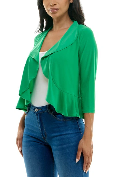 Nina Leonard Ruffle Bolero In Bright Green