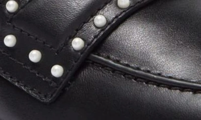 Shop Stuart Weitzman Darcy Imitation Pearl Loafer In Black