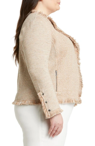 Shop Nic + Zoe Fringe Mix Knit Jacket In Mochachino