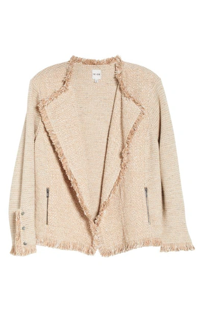 Shop Nic + Zoe Fringe Mix Knit Jacket In Mochachino