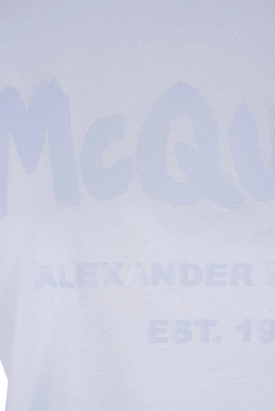 Shop Alexander Mcqueen Light Mcqueen Graffiti T-shirt In Blue