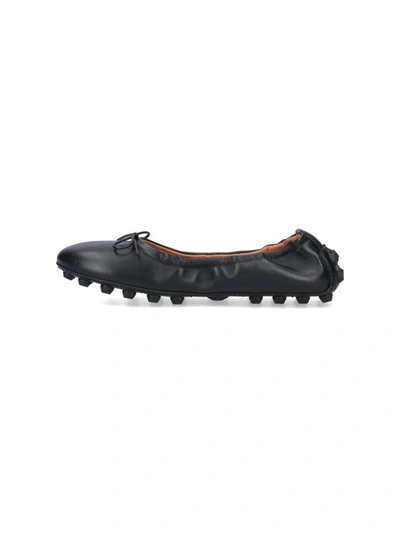 Tod's Gommino Bubble Leather Ballet Flats In Black