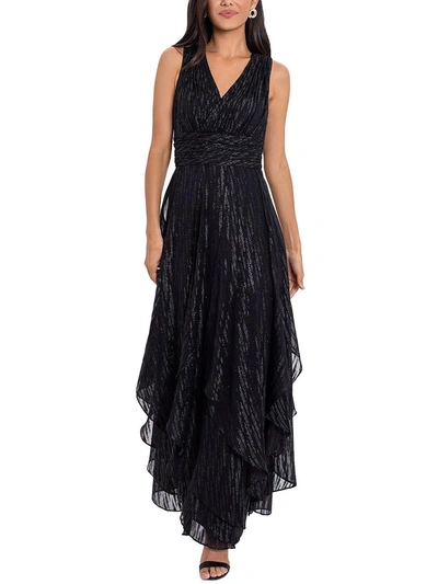 Shop Betsy & Adam Womens Shimmer Tiered Evening Dress In Black