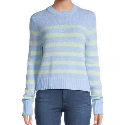 Shop White + Warren Featherweight Cashmere Striped Crewneck Sweater In Cornflower Blue/mint In Multi