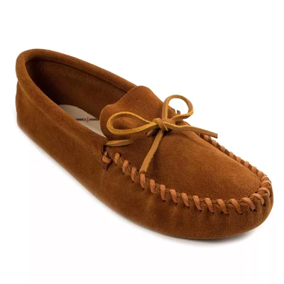 Shop Minnetonka Men's Leather Laced Softsole Moccasin In Brown