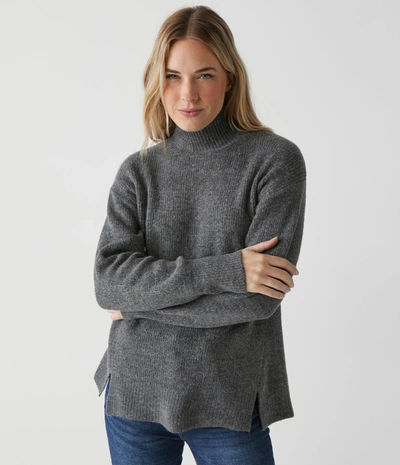 Shop Michael Stars Zion Mock Neck Sweater In Charcoal