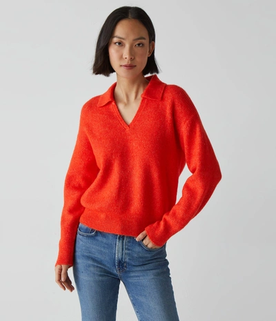 Shop Michael Stars Stevie Collared Sweater In Tangerine