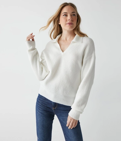 Shop Michael Stars Stevie Collared Sweater In Chalk