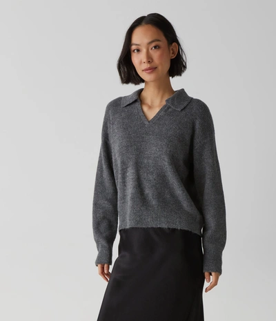 Shop Michael Stars Stevie Collared Sweater In Charcoal
