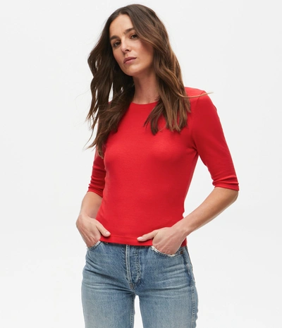 Shop Michael Stars Maeve Cropped Ribbed Tee In Salsa