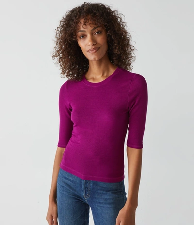 Shop Michael Stars Maeve Cropped Ribbed Tee In Berry