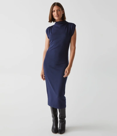 Shop Michael Stars Iolanda Power Shoulder Dress In Nocturnal