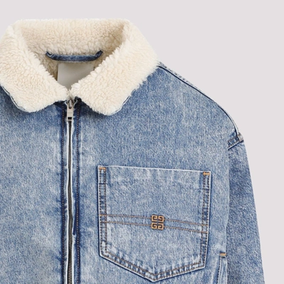 Shop Givenchy Bi-material Cropped Jacket In Blue