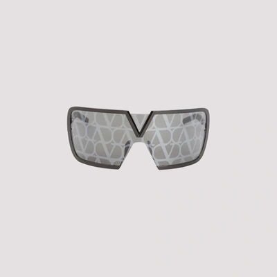 Shop Valentino Romask Monogram Pattern Sunglasses In Black