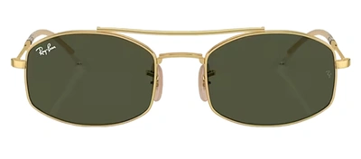 Shop Ray Ban Rb3719 001/31 Rectangle Sunglasses In Green
