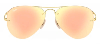 Shop Ray Ban Rb3449 001/2y Aviator Sunglasses In Pink