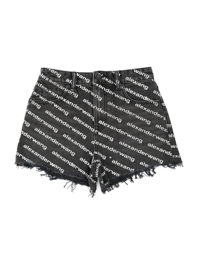 Shop Alexander Wang T By  Shorts In Grey Aged/white