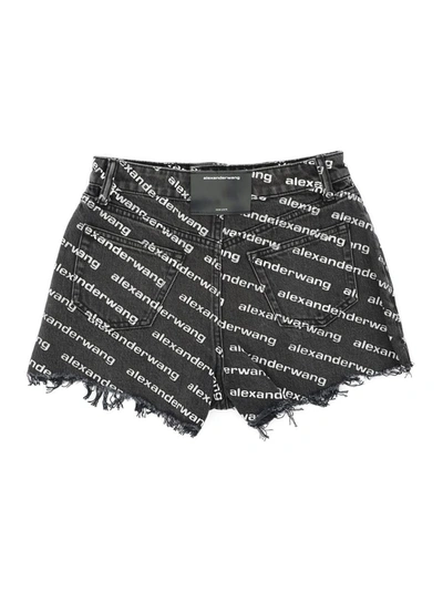 Shop Alexander Wang T By  Shorts In Grey Aged/white