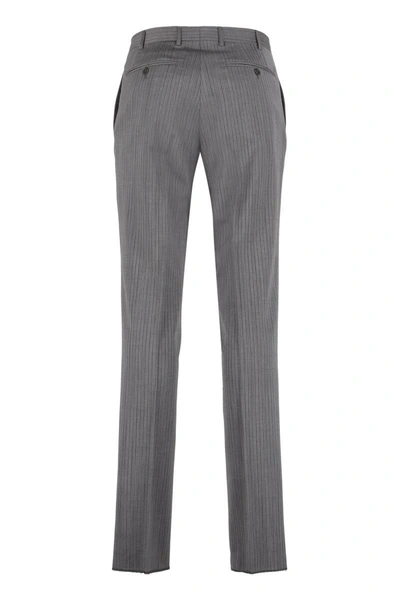 Shop Canali Tailored Wool Trousers In Grey