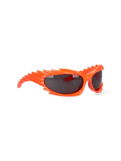 Balenciaga Angular Bold Sunglasses Unique Shape In Orange
