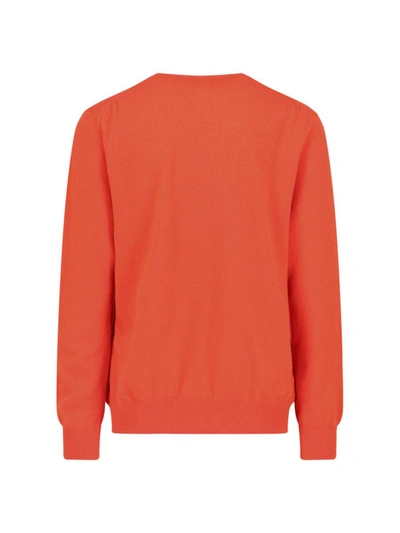 Comme Des Garçons Crewneck Sweater With Ribbed Cuffs And Hem In Orange