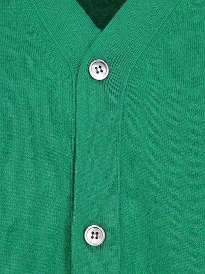 Comme Des Garçons Ribbed V-neck Knitwear With Long Sleeves In Green