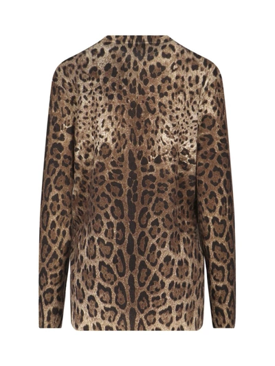Dolce & Gabbana Leopard-print Cashmere Cardigan In Brown
