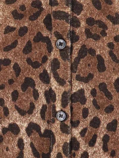 Dolce & Gabbana Leopard-print Cashmere Cardigan In Brown