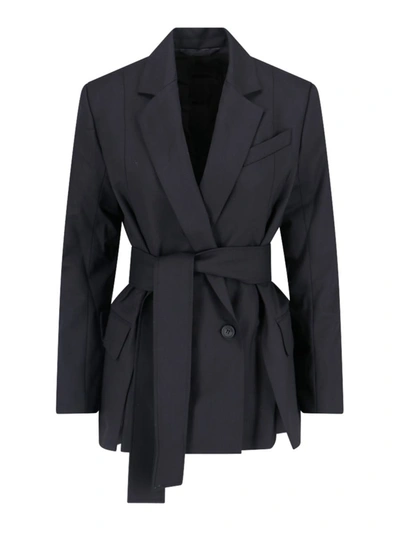Eudon Choi Wool And Cashmere Double Breasted Blazer With Flap Pockets In Black
