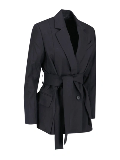 Eudon Choi Wool And Cashmere Double Breasted Blazer With Flap Pockets In Black