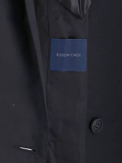 Eudon Choi Wool And Cashmere Double Breasted Blazer With Flap Pockets In Black