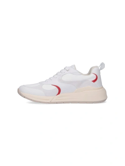 Ferragamo Round Head Lace-up Sneakers In White