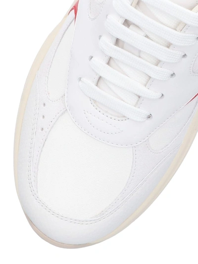 Ferragamo Round Head Lace-up Sneakers In White
