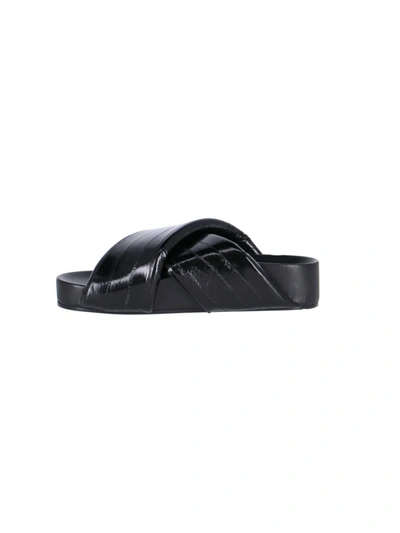Jil Sander Quilted Leather Sandals In Black