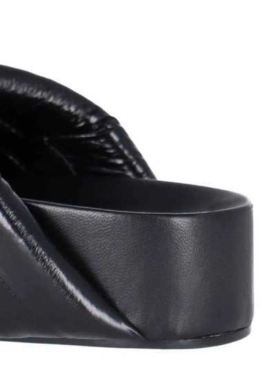 Jil Sander Quilted Leather Sandals In Black