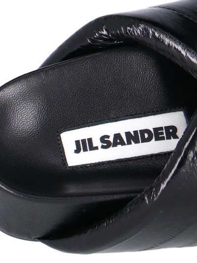 Jil Sander Quilted Leather Sandals In Black