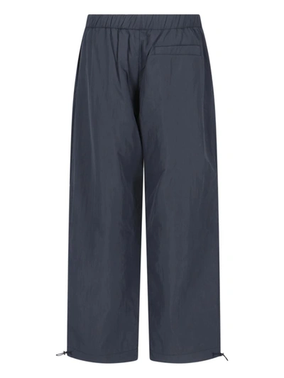 Studio Nicholson Straight Trousers With Elastic Waistband And Drawstring Hem In Blue