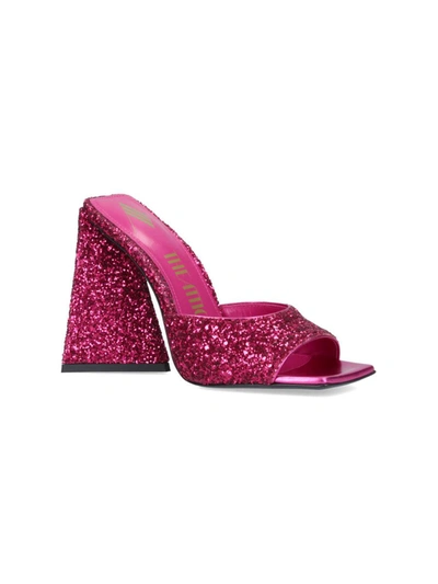 Attico 115mm Devon Glittered Mules In Pink