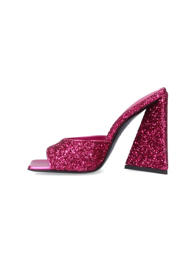 Attico 115mm Devon Glittered Mules In Pink