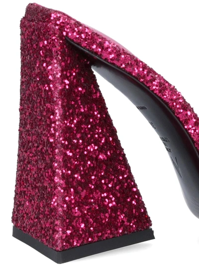 Attico 115mm Devon Glittered Mules In Pink