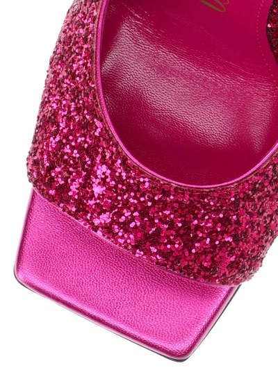 Attico 115mm Devon Glittered Mules In Pink