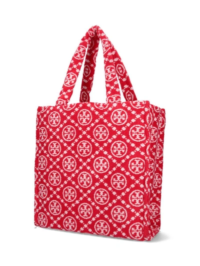 Tory Burch T Monogram Terry-cloth Tote Bag In Red