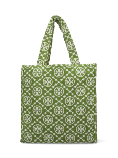Tory Burch T Monogram Terry Tote Bag In Green