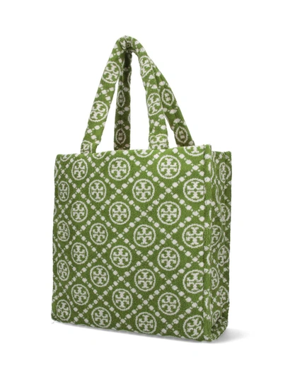 Tory Burch T Monogram Terry Tote Bag In Green