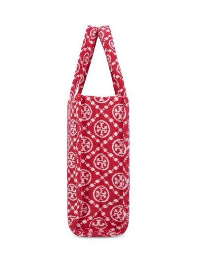 Tory Burch T Monogram Terry-cloth Tote Bag In Red
