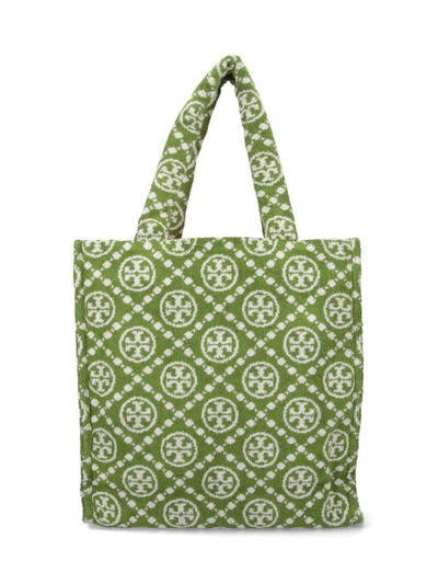 Tory Burch T Monogram Terry Tote Bag In Green