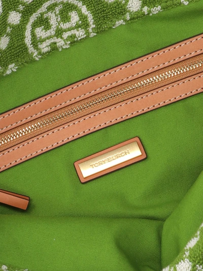 Tory Burch T Monogram Terry Tote Bag In Green